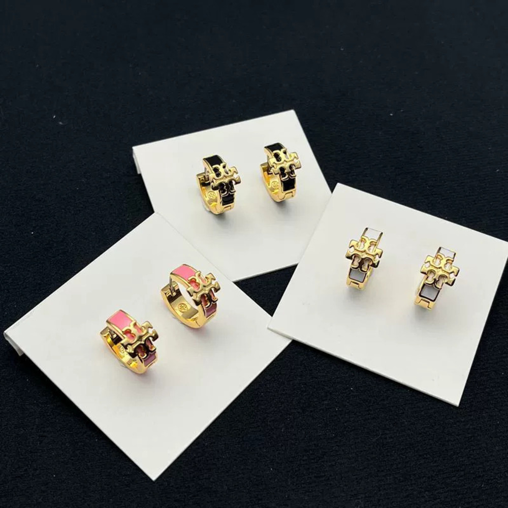 Tory Burch Enamel Painted Gold Plated Copper Earrings